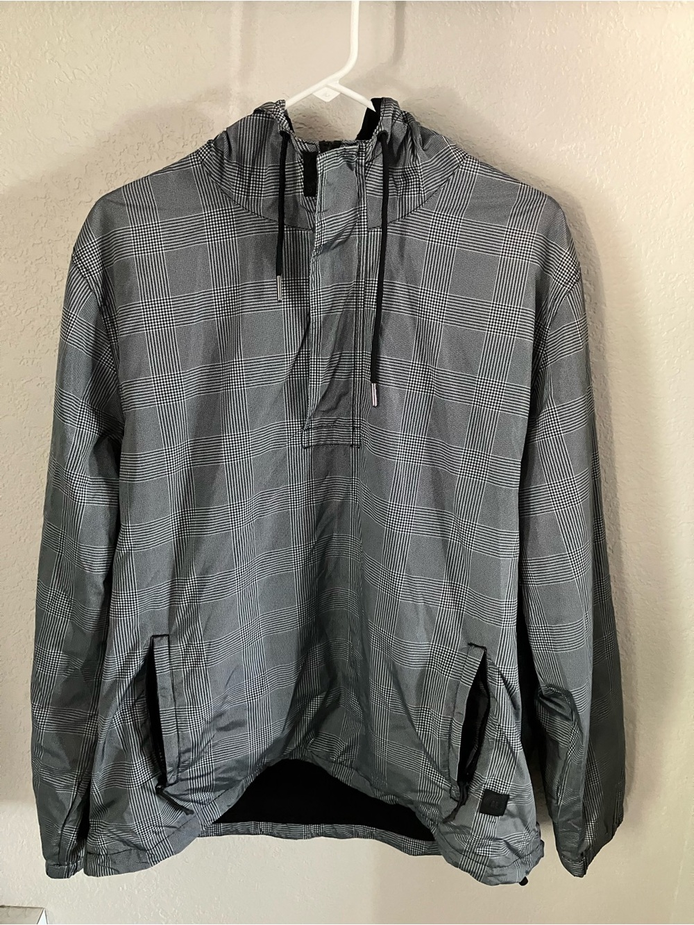 Men's American eagle gray  Plaid Hooded Pullover Jacket